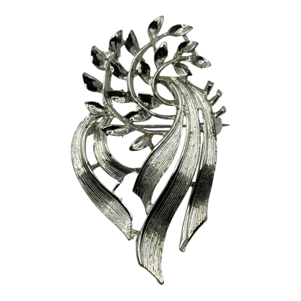 Source Unknown Silver Leaf Brooch - image 6
